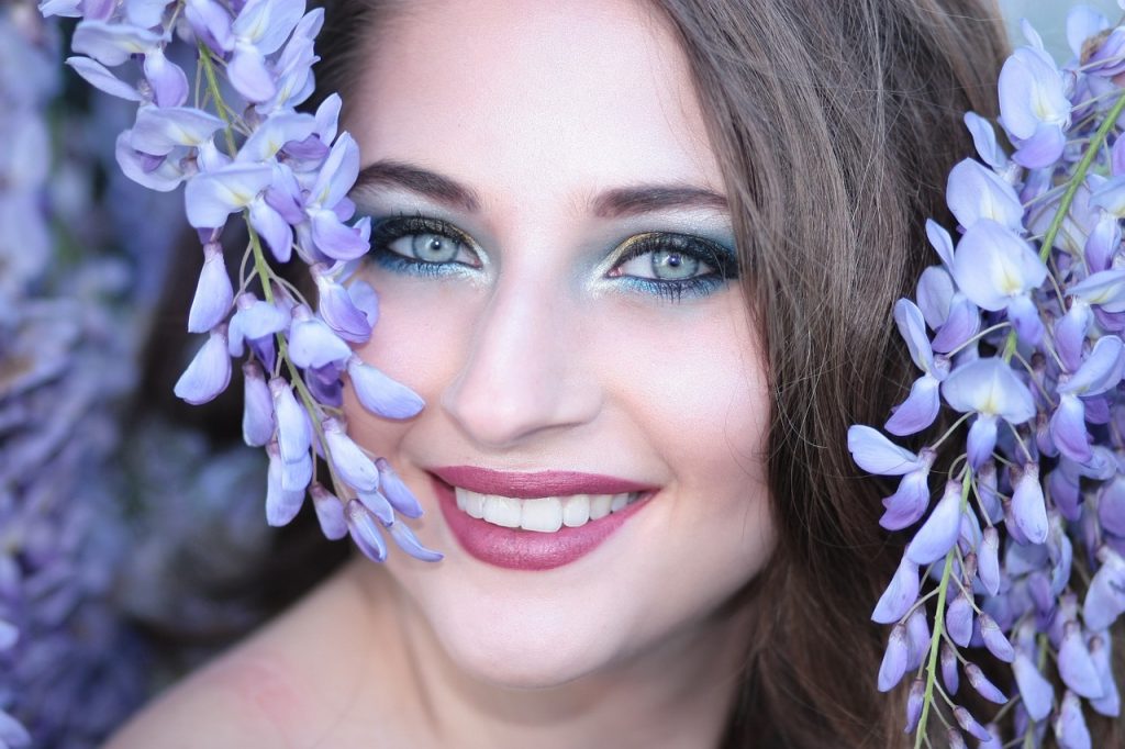 girl, flowers, violet